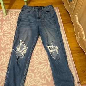 Hollister ultra high rise mom jean dark wash